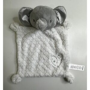 Little Me Baby Security Blanket Elephant White Gray Heart Star Texture Knot